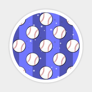 Baseball Balls - Seamless Pattern on Blue Field Background Magnet